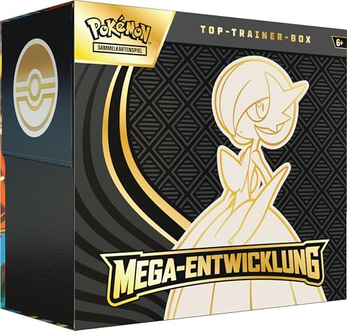 Pokémon - Juego de Cartas coleccionables: Top Trainer-Box Mega-Desarrollo: Guardevoir (1 Tarjeta Promocional de Pantalla Completa, 9 Paquetes de Refuerzo y Accesorios Premium)