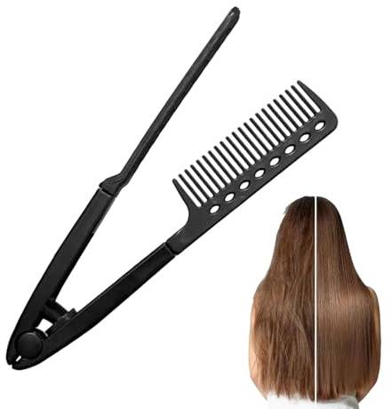 Peine alisador de pelo | Peine de alisado en forma de V como alternativa de hierro plano - Mango ergonómico antideslizante para principiantes profesionales damas en casa salón