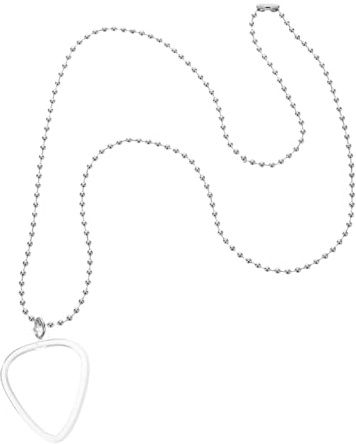OFFSCH Transparentes Gitarren Plektrum Halter Herzform mit Langer Kette Standardgroßes Pick Storage Necklace Gitarre Bass Ukulele Schnelles Finden Langlebige Aufbewahrung Geschenk für