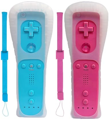 Goldtree Wii Remote Controller 2 PACK Compatible with Wii U Console (Light blue and Peach pink)