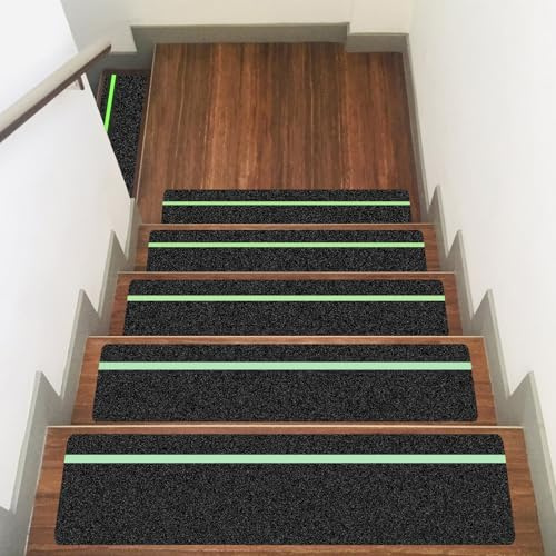 Ealyder Tape Battistrada Antiscivolo Per Scale, Confezione da 10, 15 cm x 76 cm, Nastro Antiscivolo Pretagliato, Impermeabile, Con Striscia Fosforescente, Resistente Alle Intemperie