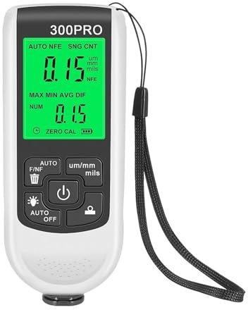 Misuratore di spessore della vernice for auto da 0-2000 um, strumenti manuali for la verniciatura, misuratore for tester for Con calibrazione automatica(White)