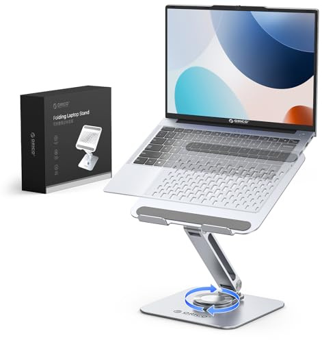 ORICO Premium Laptopständer, 360° drehbar & höhenverstellbar – ST10, Silber | Flexible 360°-Drehung und vielseitige Verstellung für freie Blickwinkel und eine individuelle Positionierung am Schreibtisch.