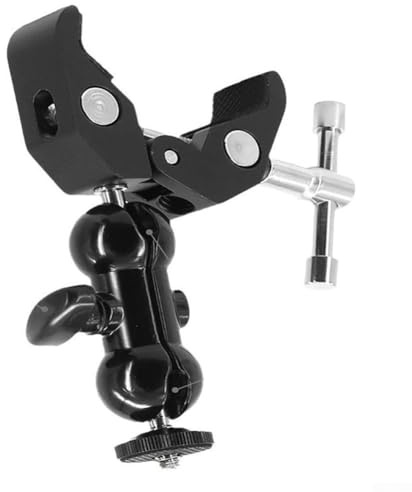 Support de serrage pour appareil photo avec filetage 6,35 mm pour appareil photo reflex numérique, support pour terrain, double tête sphérique, alliage d'aluminium et acier inoxydable, convient aux
