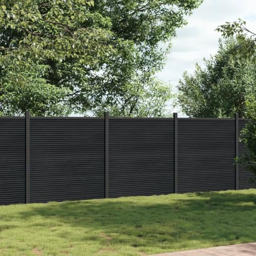 Zaunelement Grau 526x186 cm WPC, Robuster Gartenzaun, Sichtschutzzaun für Privatsphäre, Langlebiges Holz-Kunststoff-Verbundmaterial, Wetterfest, Einfache Montage