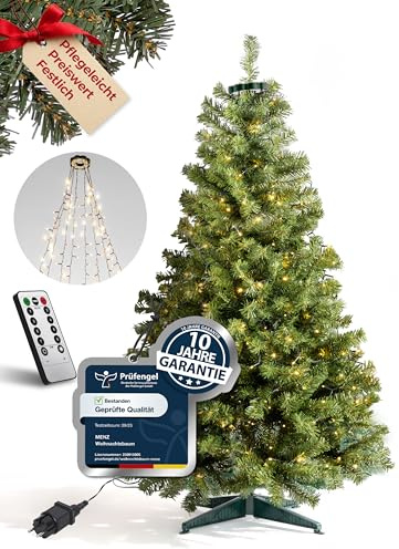 Weihnachtsbaum mit Beleuchtung 150 cm - Praktisch, Preiswert, Festlich - Mehr Glanz zur Weihnachtszeit mit künstlichem Weihnachtsbaum, Tannenbaum künstlich – 10 Jahre Garantie aus 4smile