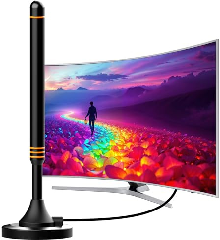 Antenna Interna Digitale con Base Magnetica – Ricezione a 360° – Compatibile con 4K e Full HD – Per Smart TV e DVB-T2 - Cavo Coassiale 5 Metri