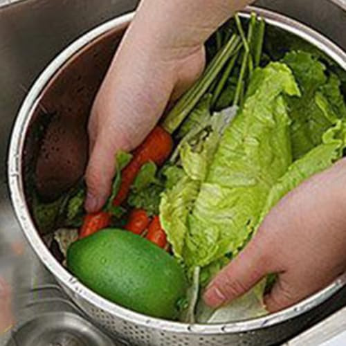 WIIYENA Bol de lavage à riz, passoire et passoire en acier inoxydable avec design incliné pour égoutter et rincer le riz, les pâtes, les fruits et les légumes, argent