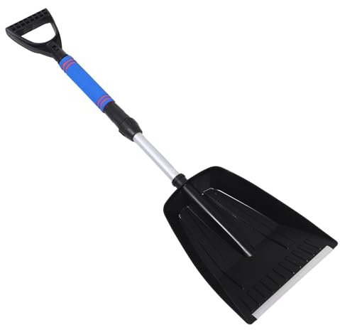 FUTUREORYY Pelle à Neige Télescopique Pliable en Alliage Bleu 9748B, Outil Multifonction Déneigement et Dégivrage d'urgence pour Voiture, Grattoir à Glace Réglable pour Allée et Jardin en