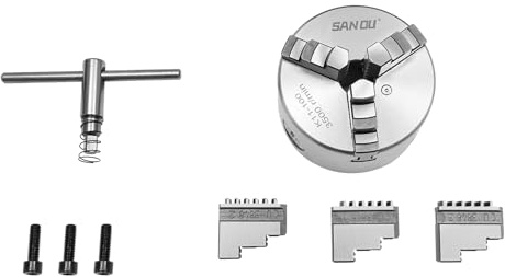 3 Backenfutter Selbstzentrierend & Dreibackenfutter, Drehbankfutter 3-Backen Drehfutter Hohe Präzision, Drehbank-Futter für Drehmaschinen, Schleifmaschinen & Bohrmaschinen (100mm)