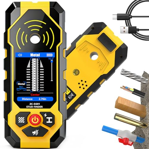 Lokaliseringsanordning kabelsökare, 4-i-1 professionell multifunktionell väggskanner-detektor för trä, metaller, icke-järnmetaller, kabel, med akustisk och visuell display ZC-D201