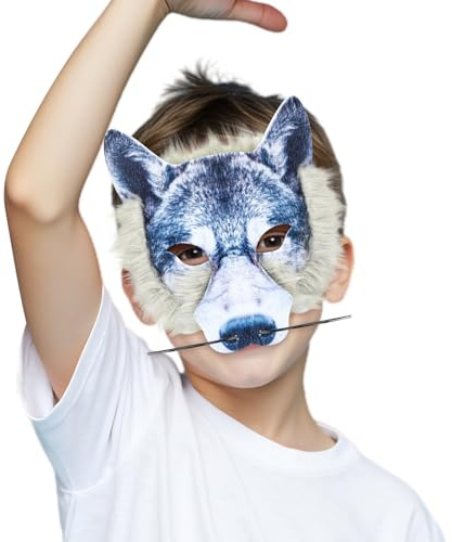 HOMSFOU Masque de Loup Créatif pour Halloween Et Halloween, Accessoire de Costume de Carnaval Et de Fête D'halloween, Demi-masque Léger pour Enfants Et Adultes, Multicolore