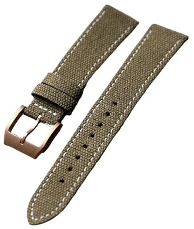 Canvas regenererad läderklockband 20 mm 21 mm 22 mm rent kopparspänne mjukt armband svart grön grå för traditionell klocka, 20mm, Acetat, Inga ädelstenar