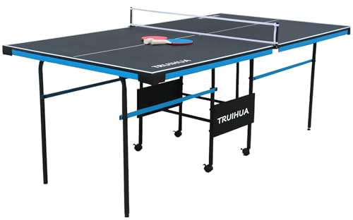 TRUIHUA 7FT Tischtennistisch Indoor Junior Kompakter klappbarer Tischtennisplatten für den Außenbereich mit Tischtennisschläger und Netz für Kinder 210 x 117 x 76 cm
