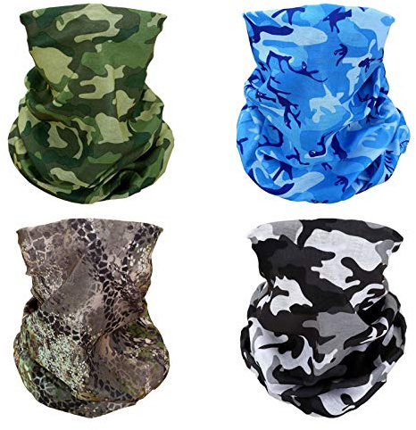 SMEHCF 4 Camo Pannband Bandana Balaclava Halv Ansiktsmask Sköld Huvud Hår Halsduk Hals Damask Hatt Multipurpose För Kvinnor Män Andas Återanvändbar Tvättbar Brun Blå Grön Svart Vit Skog