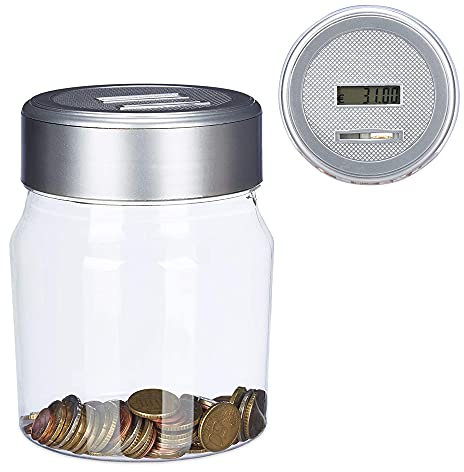 Monsterzeug Spardose mit Münzzähler Geldzählfunktion, Automatische Münzerkennung von 1 Cent bis 2 Euro, Mit LCD-Display, Höhe 17,5 cm