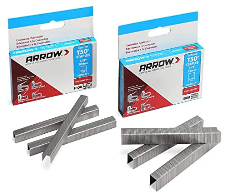 Arrow T50 Stainless Steel Staples Pack Set #508SS1 1/2'' 12mm and #506SS1 3/8'' 10mm