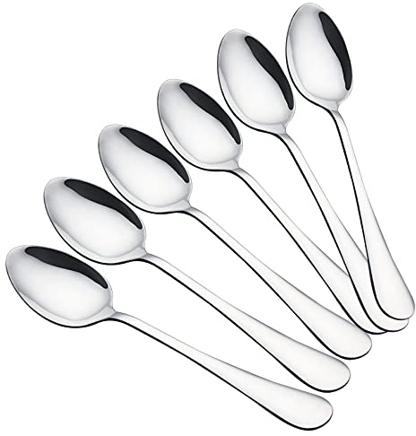 VANRA Tischlöffel Edelstahl Esslöffel Set von 6, 21cm Esslöffel für Erwachsene mit Spiegel poliert Finishsshu 丨Sicherheit der Spülmaschine