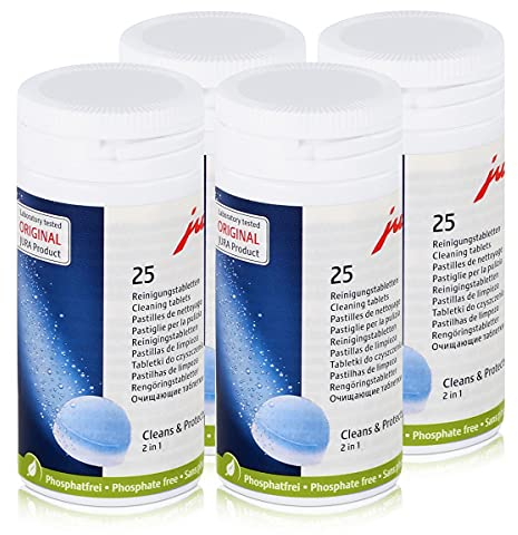 Jura Reinigungstabletten 62535 - Phosphatfrei - 25 Tabletten (4er Pack)