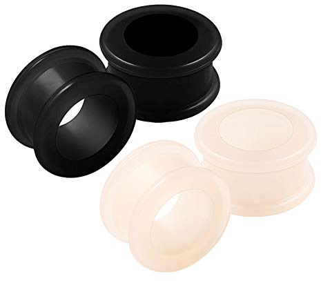 KJM Fashion 4pcs Silikon Schwarz Hautfarbe Flesh Tunnel Schmuck Silikon