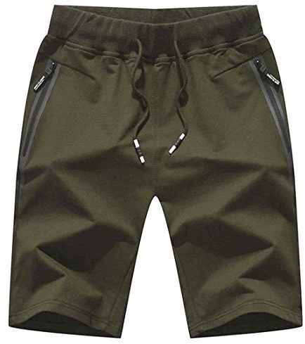 Tansozer Herr Shorts Korta Byxor Herr Träningsshorts Sportshorts för Utomhusaktiviteter Löparshorts för män Sommar Bermudashorts Herr Gymshorts med Blixtlåsfickor Grönt01 2XL