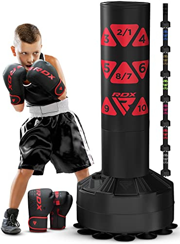 RDX Jugend Freistehender Boxsack 4ft Junior Standboxsäcke Trainingshandschuhe, MMA, Kickboxen,Boxen, Kampfsport, Muay Thai, Boxpartner, Punchingsäcke, Tumbler Boxsäcke Saugfuß (MEHRWEG)