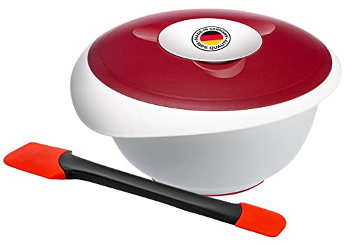 Westmark Set de cuisine et de Pâtisserie, 2 pièces, Bol mélangeur avec Couvercle 3,5 l et Spatule avec Têtes amovibles en Silicone, plastique/silicone, Duo, Blanc/Rouge/Noir, 315522E6
