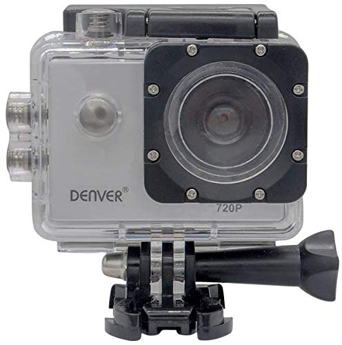 Denver ACT-320SILVER Action-Kamera mit wiederaufladbarem Akku und 5,1 cm TFT-Display auf der Rückseite, wasserdicht.