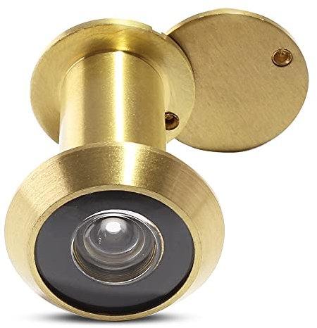 BokWin Türspion, massives Messing, HD-Glaslinse, 200-Grad-Türspion mit robuster, drehbarer Sichtschutzabdeckung für 3,5 cm bis 5,4 cm Türen, Türspion für Zuhause, Hotel (poliertes Gold-Finish)