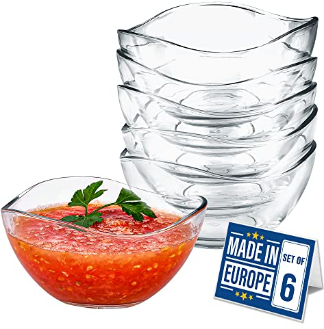 Crystalia - Set di 6 bicchieri da dessert impilabili di alta qualità, 310 cc, senza piombo e cadmio, gelato, insalata, snack, salse, ciotole per contorno