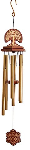 Windspiel Holz, Wind Glocke hölzerne Musik hängende Ornament Dekoration Windspiele Metall Mobile Klangröhren Entspannung Garten Türglocke für Draußen drinnen Garten Veranda Balkon Gedenk-Geschenke