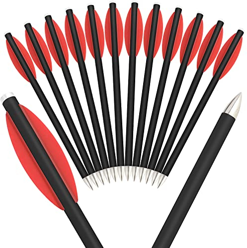 wolfman 12/24 Stück Bogenschießen Mini-Armbrustbolzen 6,3 Zoll Carbonpfeil Jagd Dart Armbrust Pfeil mit 2 Zoll Schaufeln für 50-80lbs Armbrust Präzisionszielspiel (24 pcs, Rot)