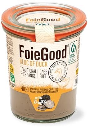 FoieGood – Entenleber-Bloc mit Trüffel und Trüffelaroma – Cremige Textur – Ohne Stopfmast – Tierwohl zertifiziert Welfair®