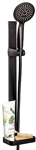 bremermann Juego de barra de ducha, incluye ducha, manguera de ducha de acero inoxidable de 1,75 m y barra de 62 cm, juego completo de ducha (negro)