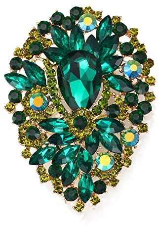EVER FAITH Damen-Brosche oval Kristall Vintage-Stil Blumen-Cluster Pin für Bankette klar Silber-Ton