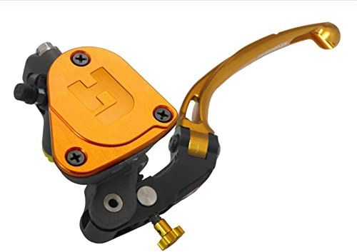 Pompa Frizione Forgiata16X18 Con Vaschetta Integrata,Leva Snodata Lunga Oro (Pomello+Leva) per Ducati Panigale V4 dal 2018 al 2022, CC 1103