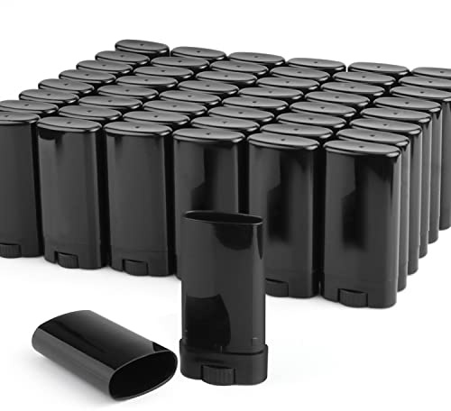 Lot de 50 tubes vides ovales en plastique pour déodorants, bâtons de lotion, lotion solide, baume à lèvres, déodorant de poche Noir 15 ml