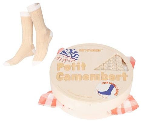 EAT MY SOCKS - Calzini originali e divertenti - Motivo formaggio Camembert - Calzini alti - Comfort e durata - Ideale per uomini e donne - Taglie da 36 a 45-1 paio