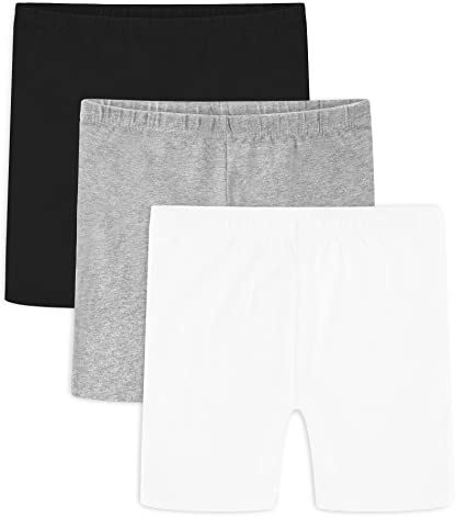 Auranso Girls Bike Shorts Cartwheel Breathable and Safety Biker Under Dress Dance Shorts Black White Grey 7-8 Years