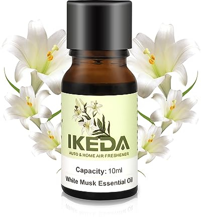 Auto Lufterfrischer Öle Refills丨10ml 100% natürliche Duft ätherisches Öl丨Aromatherapie Öle für Diffusor, Luftbefeuchter, Reiniger丨Duftende Öle für Haus, Auto & Yoga Raum (white musk)