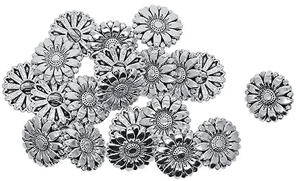 lopituwe 20pcs Exquisite Tibetan Silver Alloy Sewing Buttons Convenient Fastening, 18mm Daisy Flower