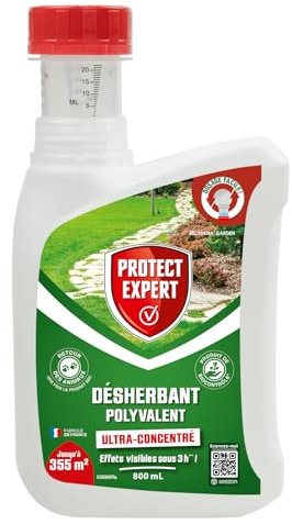 PROTECT EXPERT Désherbant Ultra Concentré - Polyvalent - Effets Visibles Sous 3h - 800ml - Jusqu’à 355m² Traités - Bidon Auto Doseur PROHERBIOU800