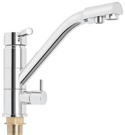 3 in 1 Küche Wasserfilter Armatur Drei-Wege Wasserhahn Filtersystem Wasserkran Spülbeckenarmatur Drehbar Drei-Wege Küchenarmatur Einhebel Wasserfilter