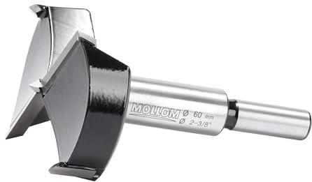 MOLLOM 2-3/8 (60mm) Hartmetall Forstnerbohrer | 2,0 mm Stärke YG8-Hartmetallspitzen, Scharnierfräser für Holz, Kunststoff, Sperrholz, präzise Holzbearbeitung