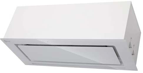 GURARI Deckenhaube GCH E 217 WH 70 Prime N + Schlauch, Dunstabzugshaube 70 cm, Weiß Glas, 1000m³/h