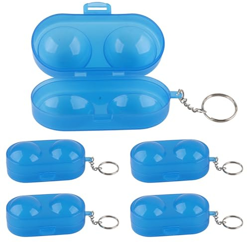 BROLEO 5 Stück Tischtennis Aufbewahrungsbox Tischtennisbehälter 2 Bälle mit Kette Unzerbrechlich und Langlebig für Tischtennis-Enthusiasten Tischtennisball Aufbewahrungsbox (Blau (Send Chain))