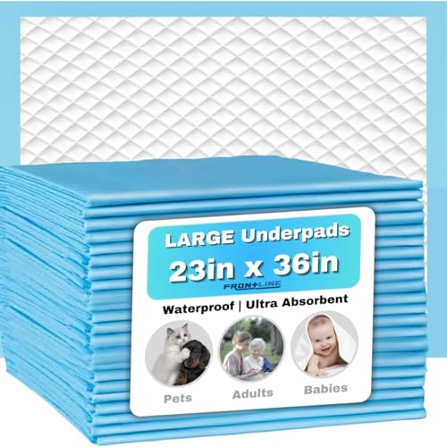 FRONTLINE Einweg-Unterlagen, groß, 58,4 x 91,4 cm, saugfähig, für medizinische Krankenbetten, Inkontinenz, Chux-Einlagen, dicker, wasserdichter Schutz für Kinder, Erwachsene, ältere Menschen,
