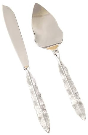 Cuchillo Para Pastel, Servidor De Pala, Juego De 2 Piezas, Cuchillo De Pluma Exquisito, Mango, Cubiertos, Banquete Doméstico, Pastel, Pan, Pizza, Suministros Para Cortar, Vajilla (Plata)