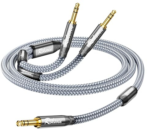Audio Splitter Kopfhörer Adapter Y Adapter 3,5 mm auf Doppel 3,5 mm Klinkenstecker Headset 4-Pin Mikrofon Adapter Audio Splitter Kabel Kompatibel mit Kopfhörer, PC,PS4,Gaming Headset,Laptop etc.-3m