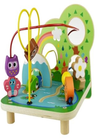 Tooky Toy Motorikschleife Wald FSC Holz: Perlenlabyrinth Spielzeug für Kinder, Montessori Lernspielzeug, Fördert Motorische, Kognitive & Sensorische Entwicklung, Geschenk ab 2 Jahren